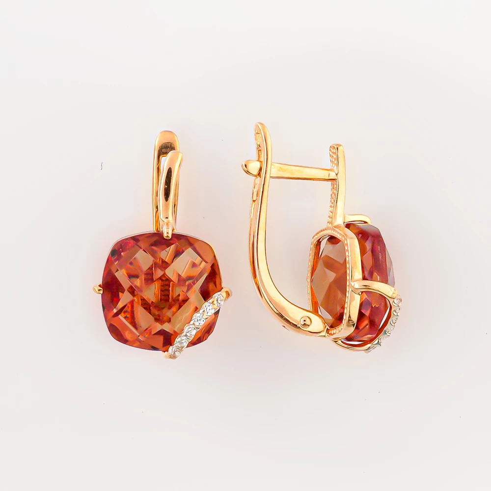 Серьги с ситаллом из красного золота 585 пробы