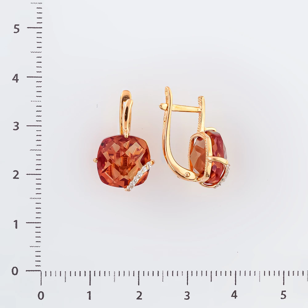 Серьги с ситаллом из красного золота 585 пробы