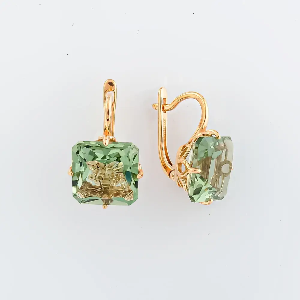 Серьги с ситаллом из красного золота 585 пробы 1