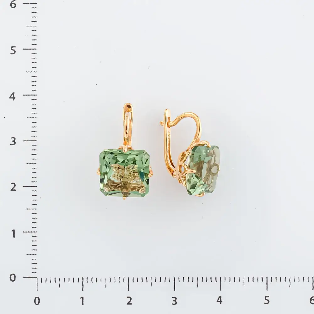 Серьги с ситаллом из красного золота 585 пробы 2