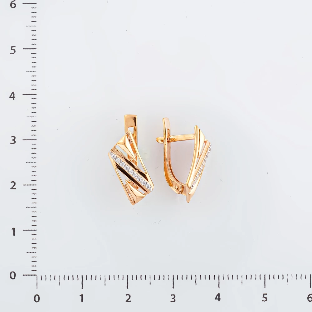 Серьги с фианитом из красного золота 375 пробы