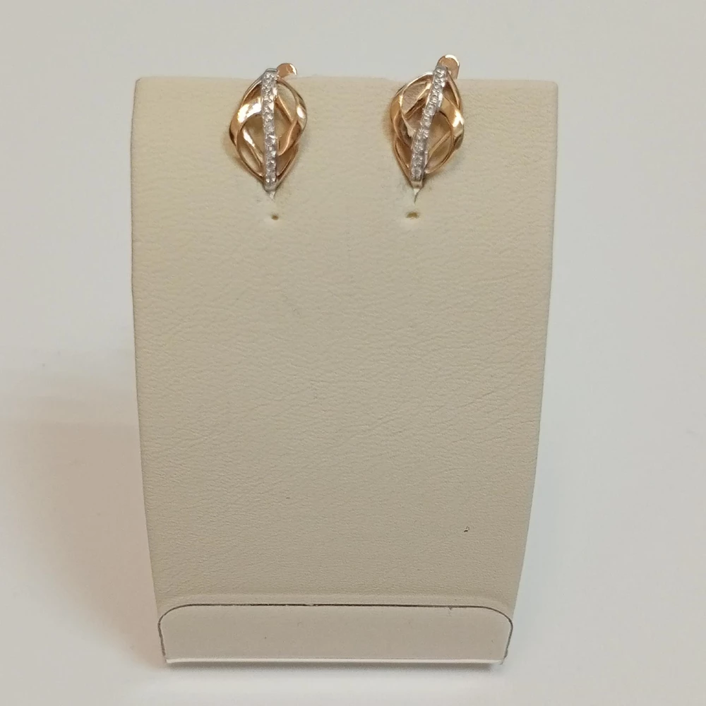 Серьги с фианитом из красного золота 375 пробы
