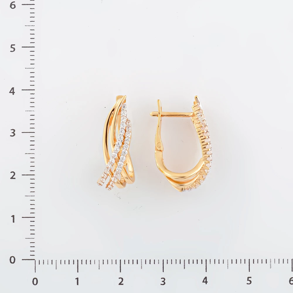 Серьги с фианитом из красного золота 585 пробы