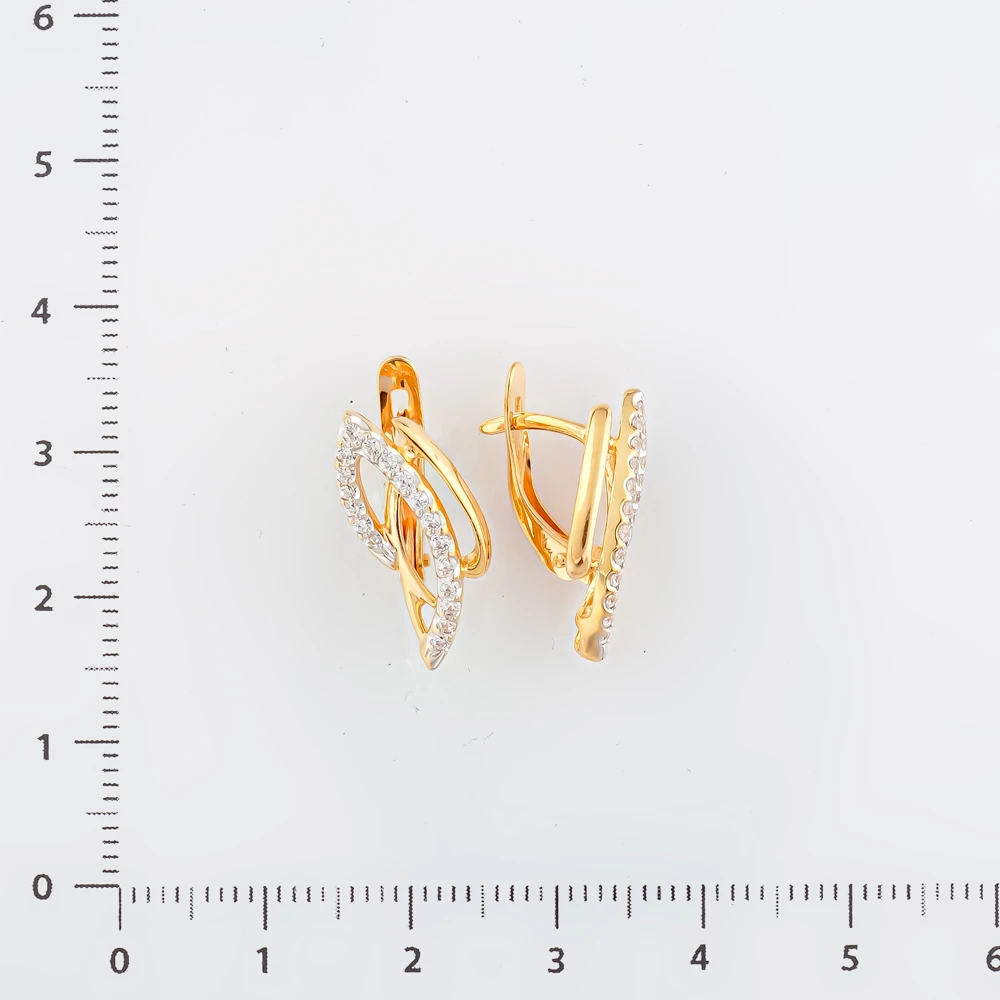 Серьги с фианитом из красного золота 585 пробы