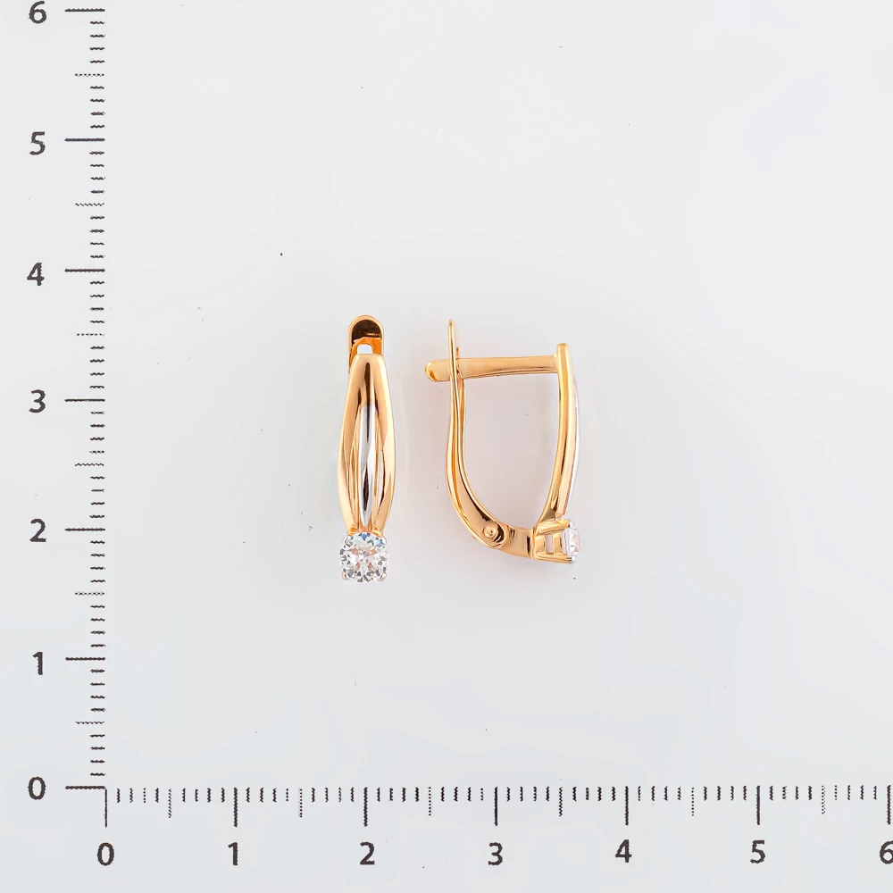 Серьги с фианитом из красного золота 585 пробы