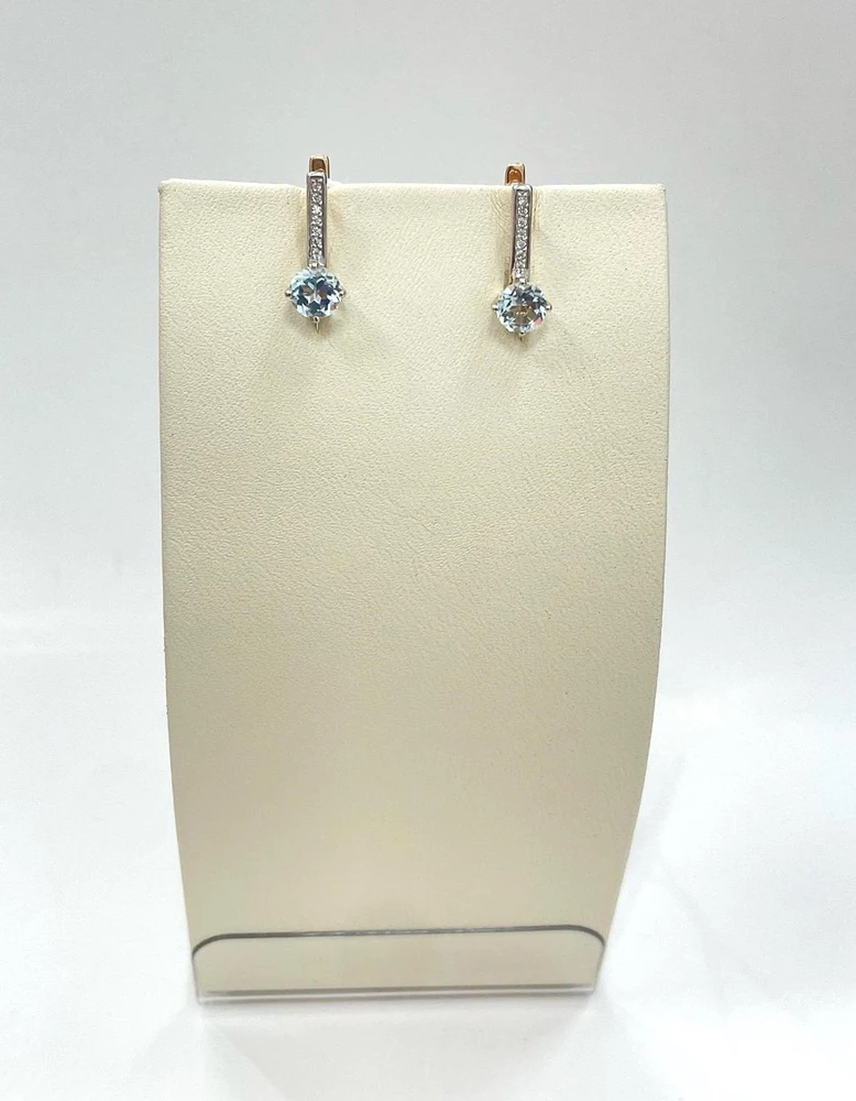 Серьги с топазом из красного золота 585 пробы