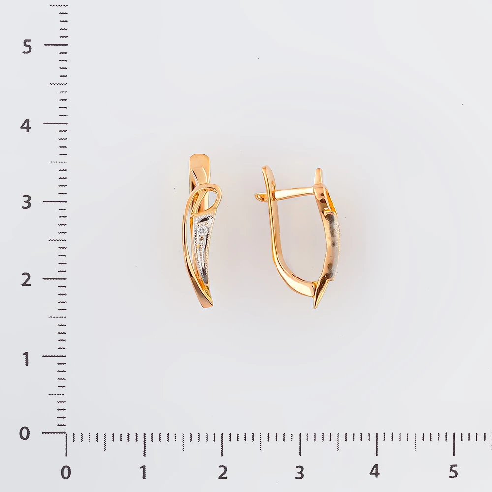 Серьги с фианитом из красного золота 585 пробы