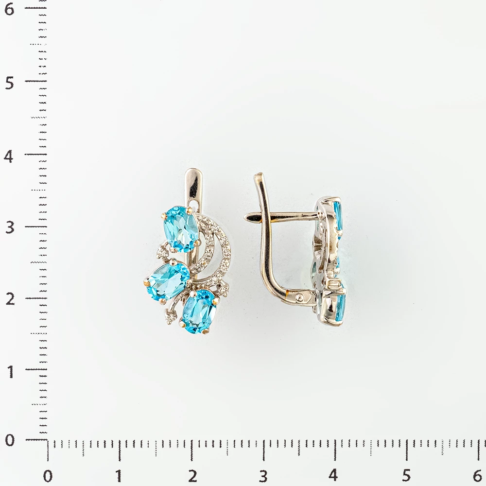 Серьги с топазом из белого золота 585 пробы
