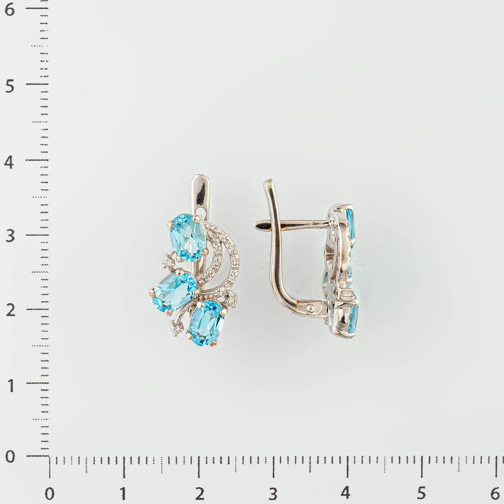 Серьги с топазом из белого золота 585 пробы
