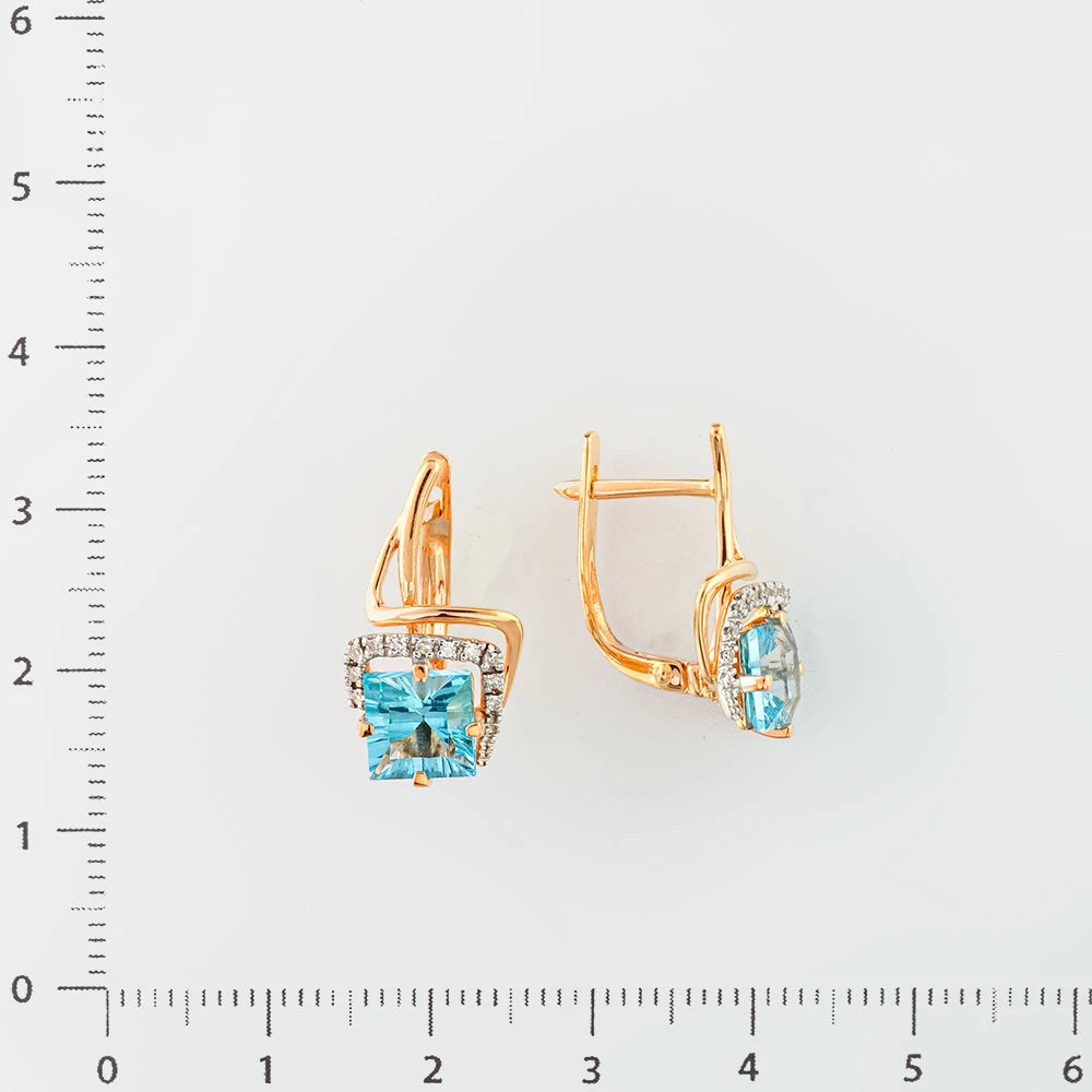 Серьги с топазом из красного золота 585 пробы