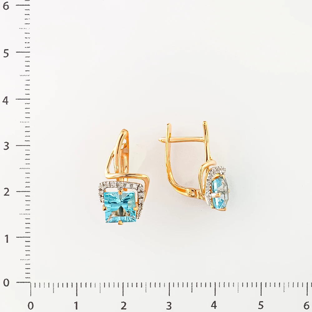 Серьги с топазом из красного золота 585 пробы