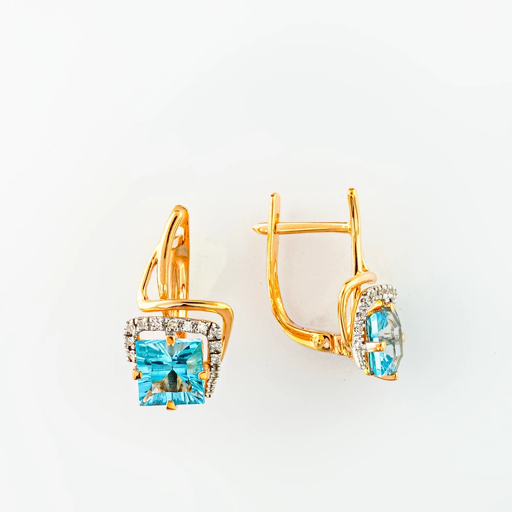 Серьги с топазом из красного золота 585 пробы