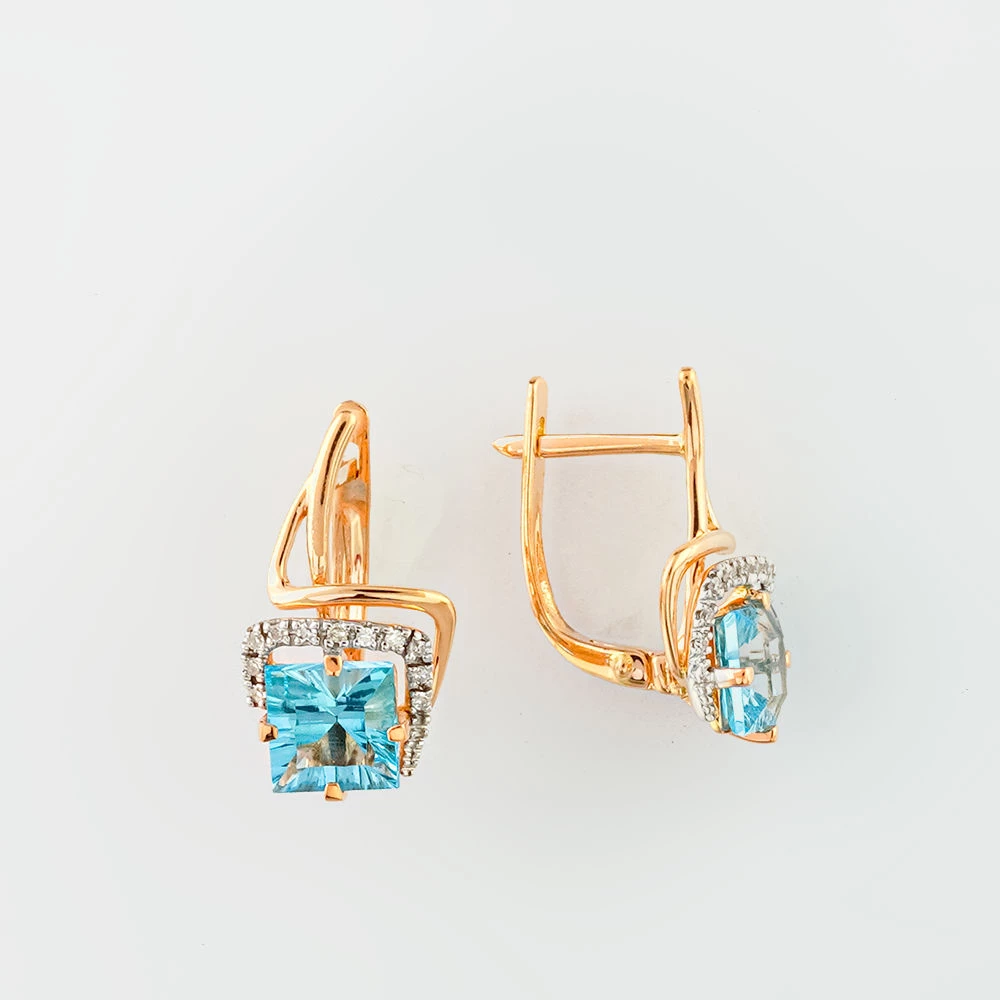 Серьги с топазом из красного золота 585 пробы