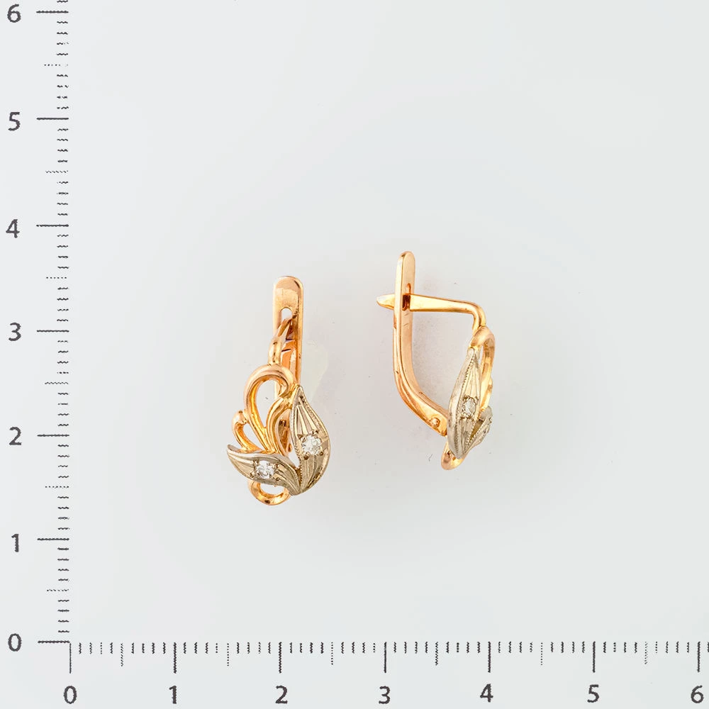 Серьги с бриллиантом из красного золота 585 пробы