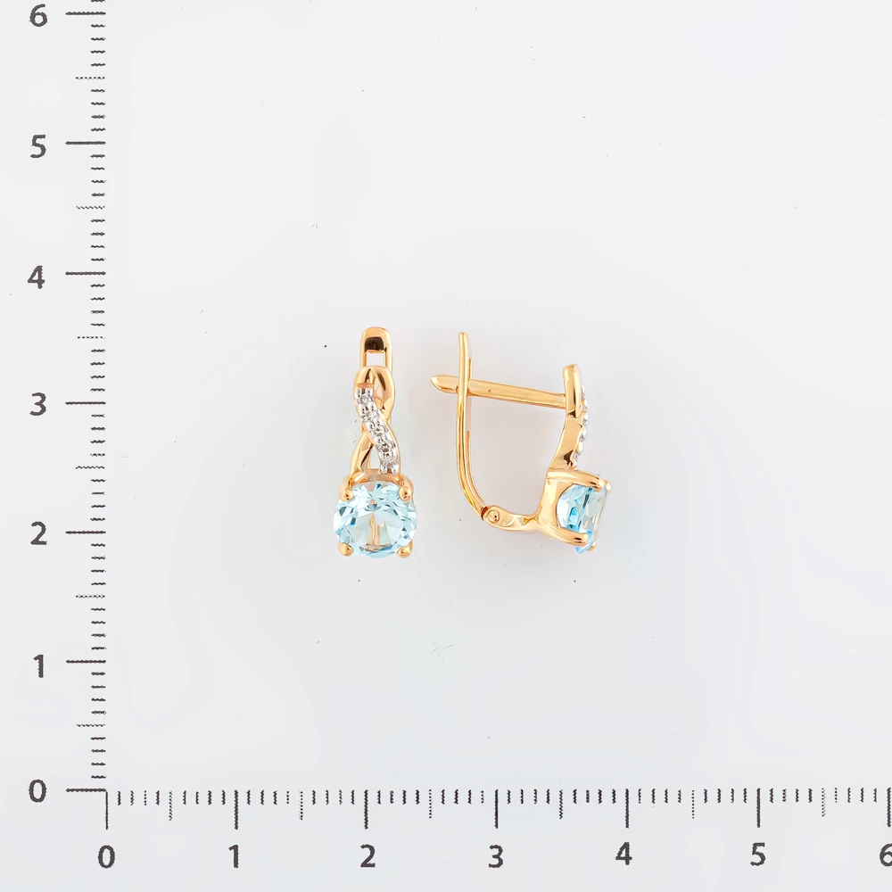 Серьги с топазом из красного золота 585 пробы