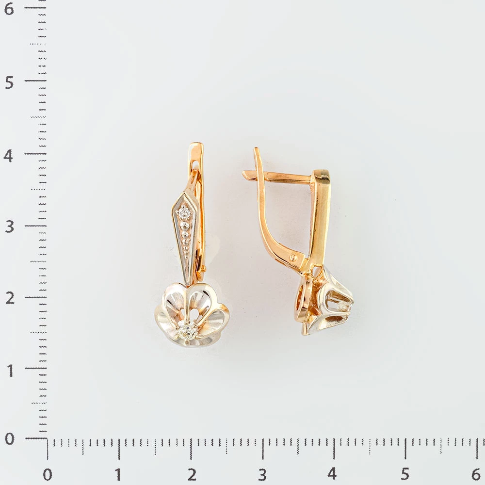 Серьги с бриллиантом из красного золота 585 пробы