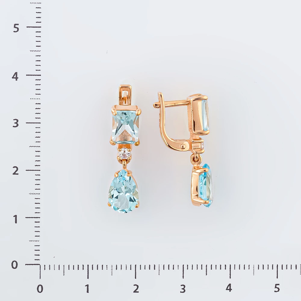 Серьги с топазом из красного золота 585 пробы