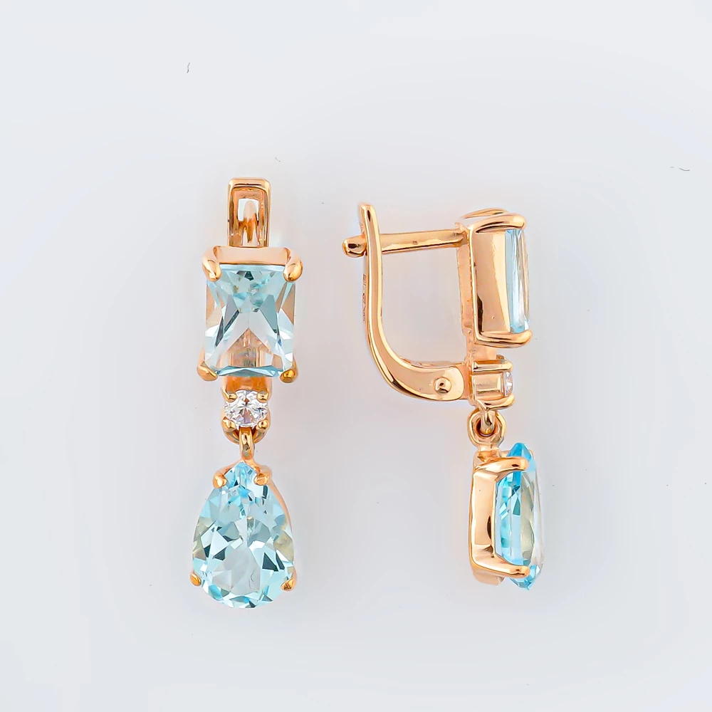 Серьги с топазом из красного золота 585 пробы