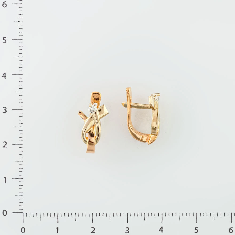 Серьги с бриллиантом из красного золота 585 пробы