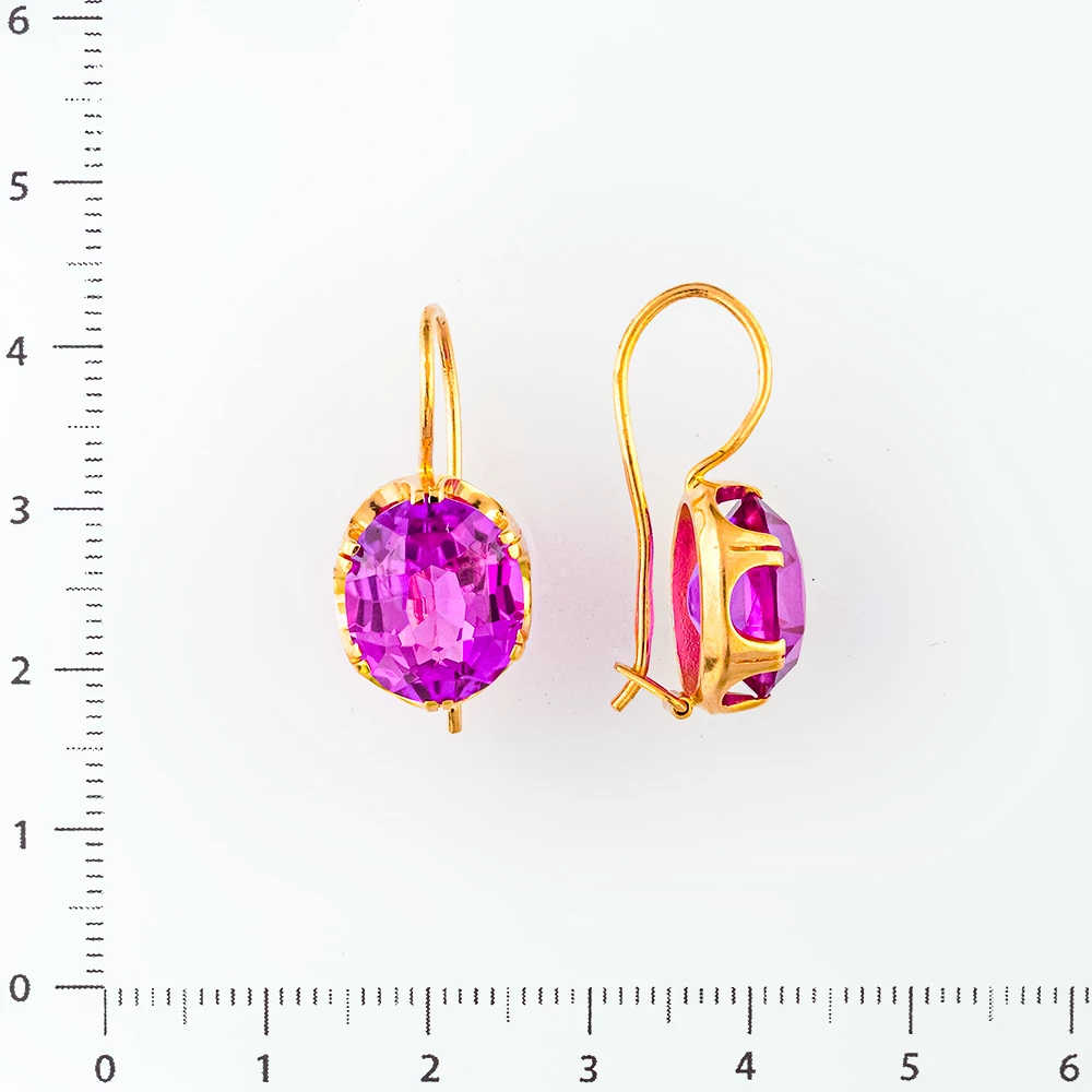 Серьги с фианитом из красного золота 583 пробы