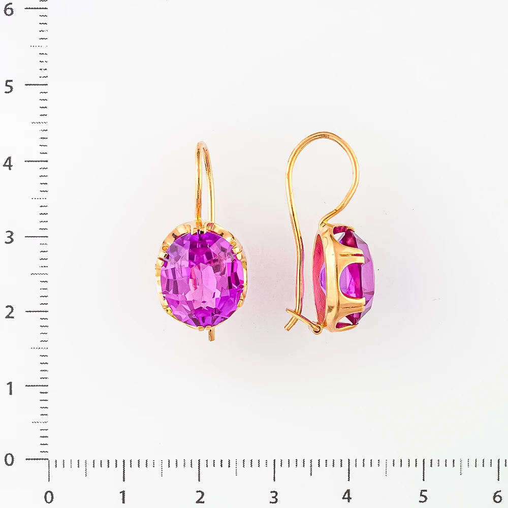 Серьги с фианитом из красного золота 583 пробы