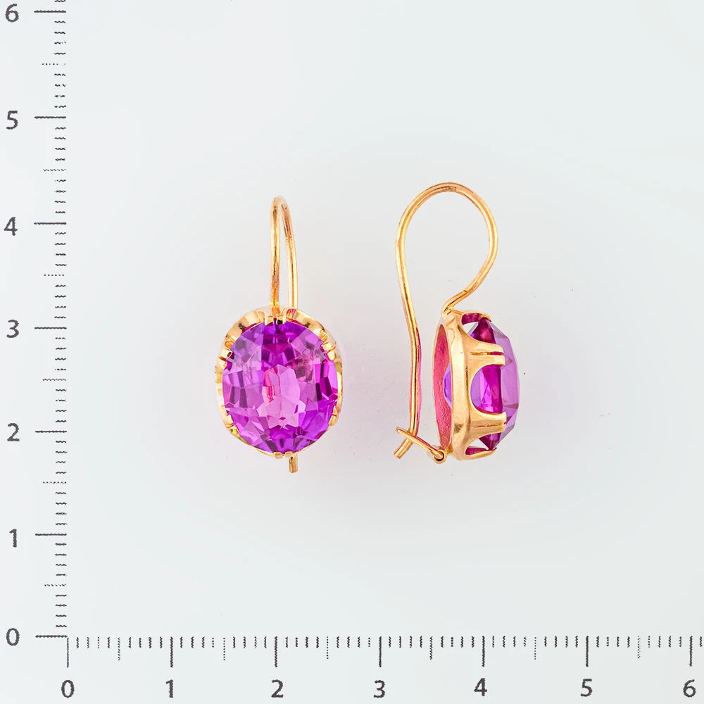 Серьги с фианитом из красного золота 583 пробы