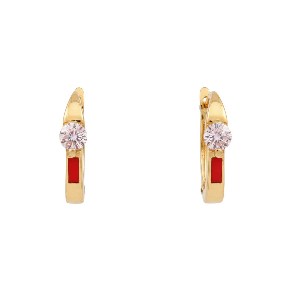 Серьги с фианитом из красного золота 585 пробы