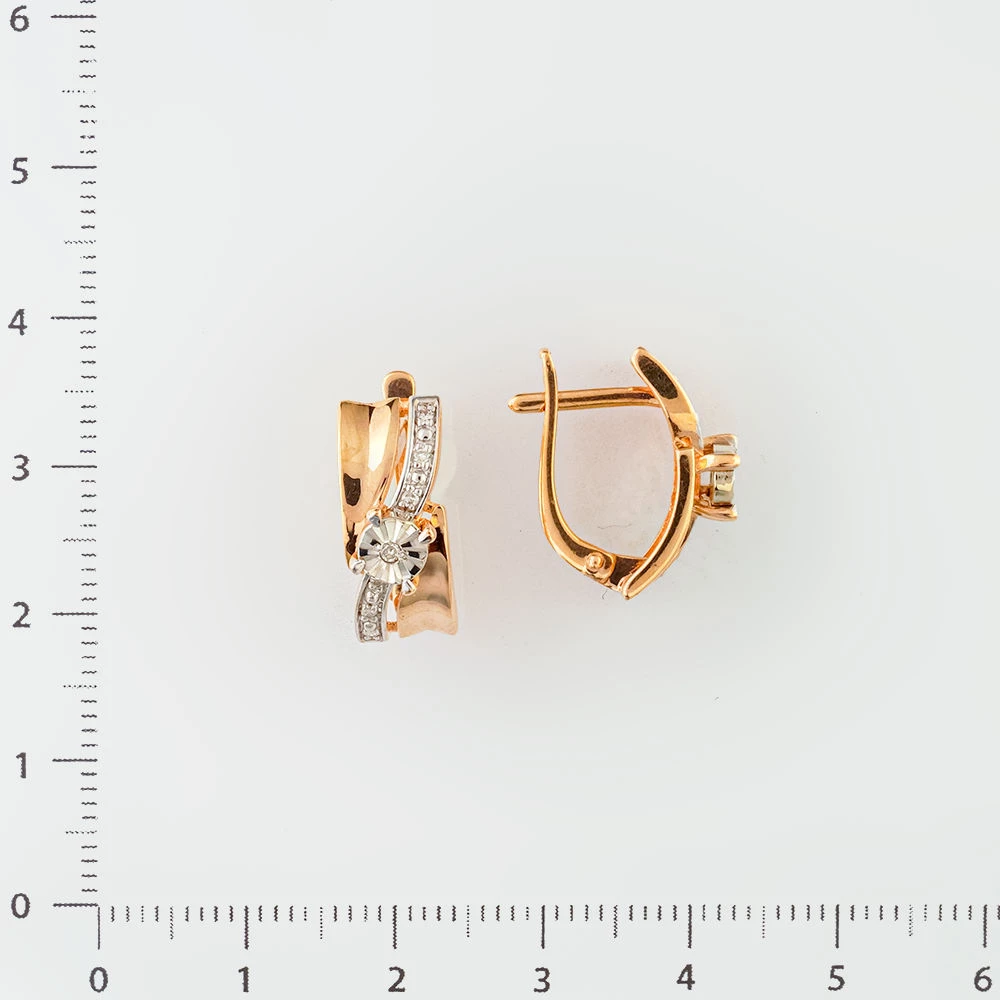 Серьги с бриллиантом из красного золота 585 пробы