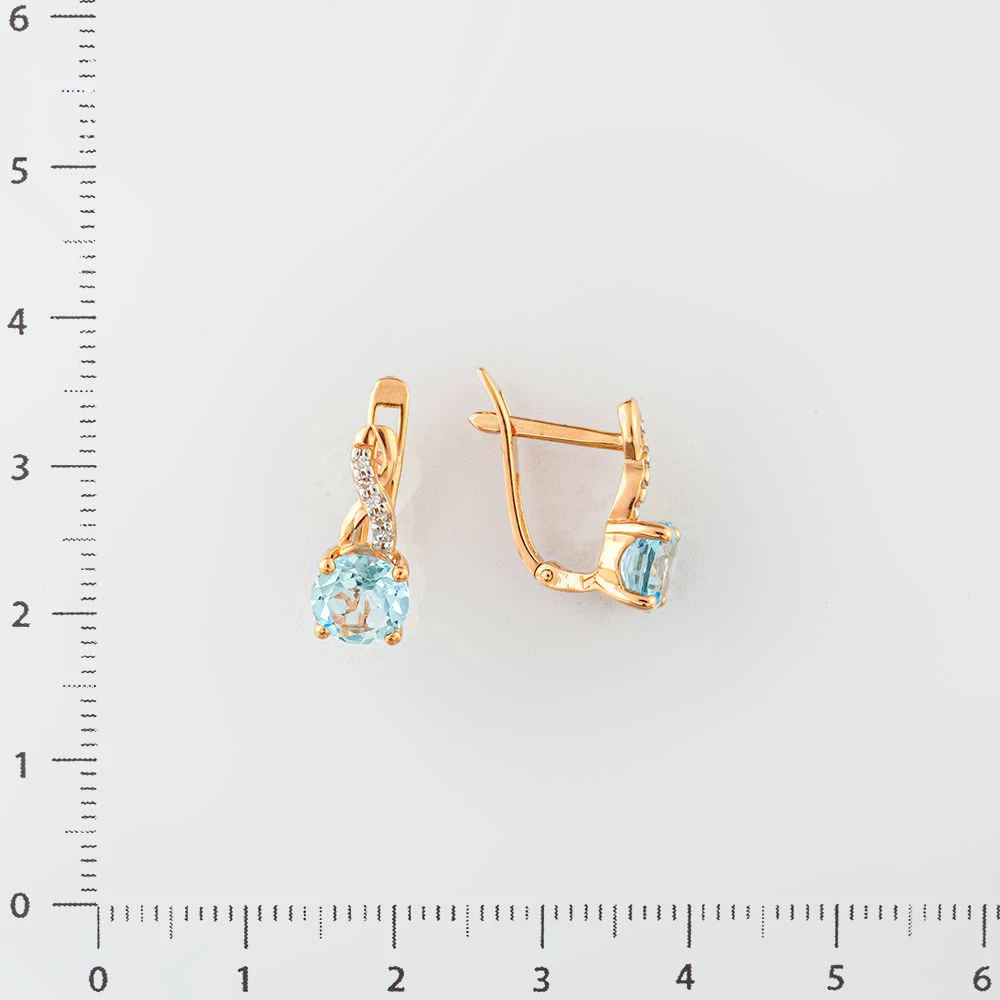 Серьги с топазом из красного золота 585 пробы