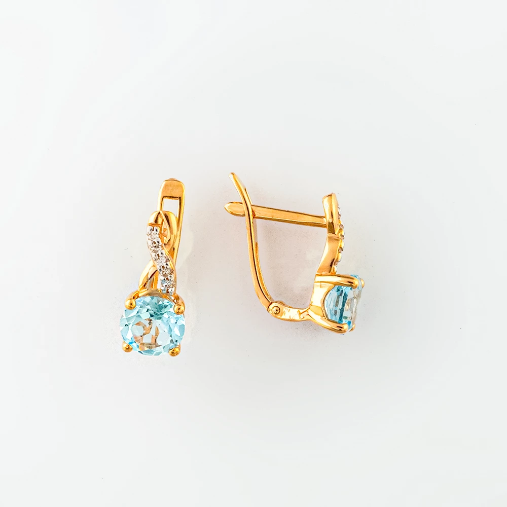 Серьги с топазом из красного золота 585 пробы