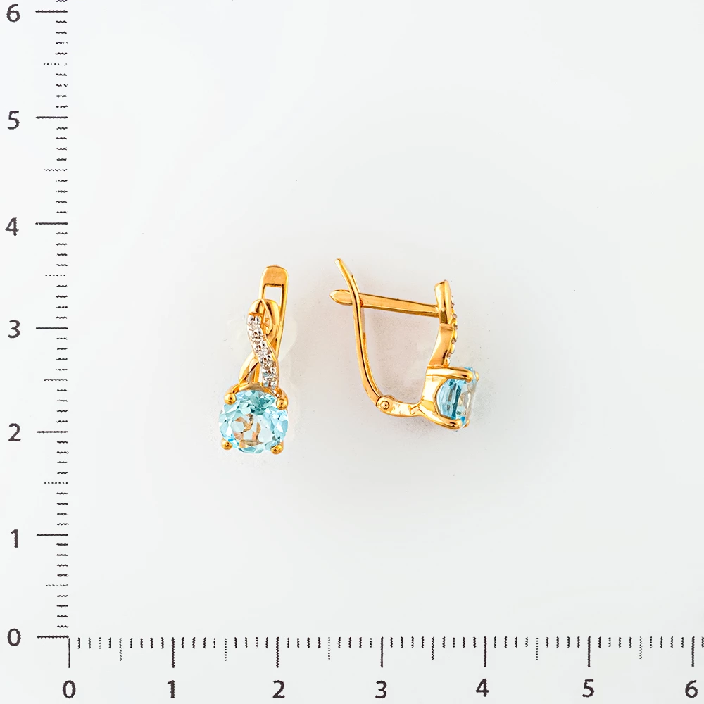 Серьги с топазом из красного золота 585 пробы