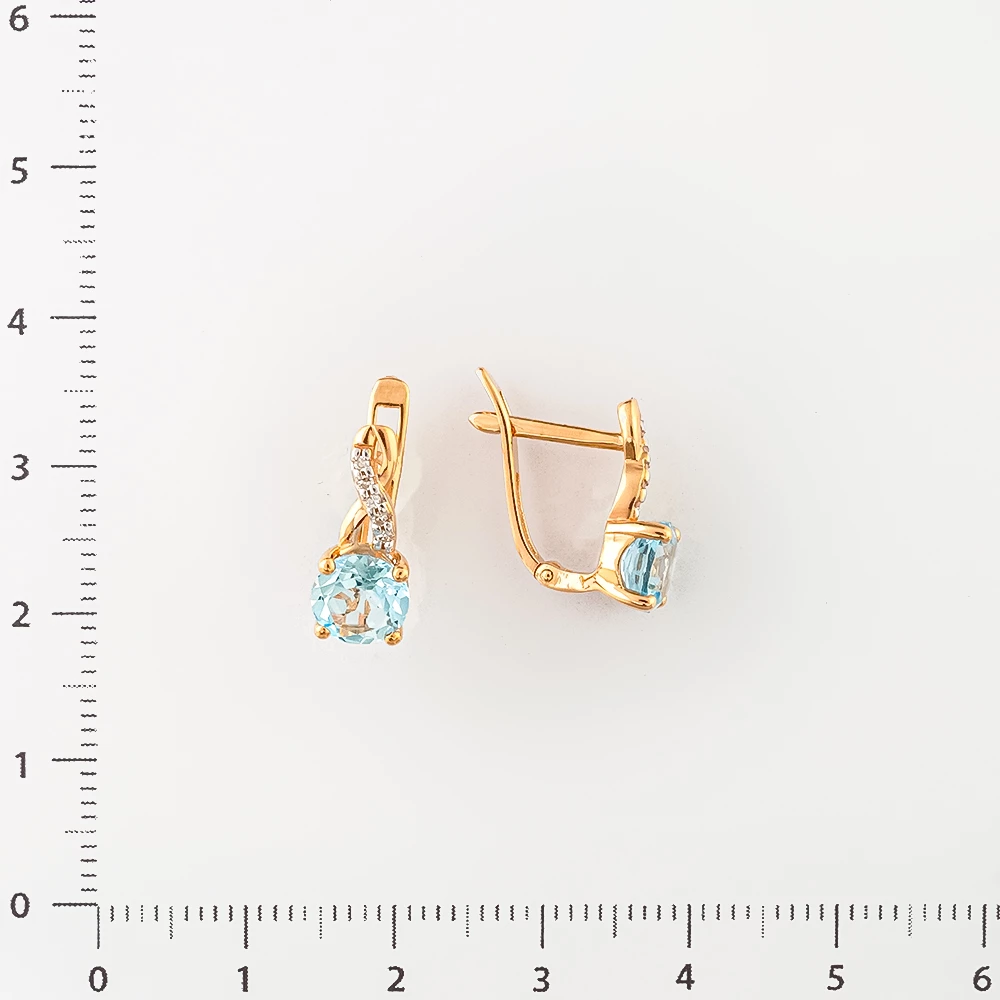 Серьги с топазом из красного золота 585 пробы