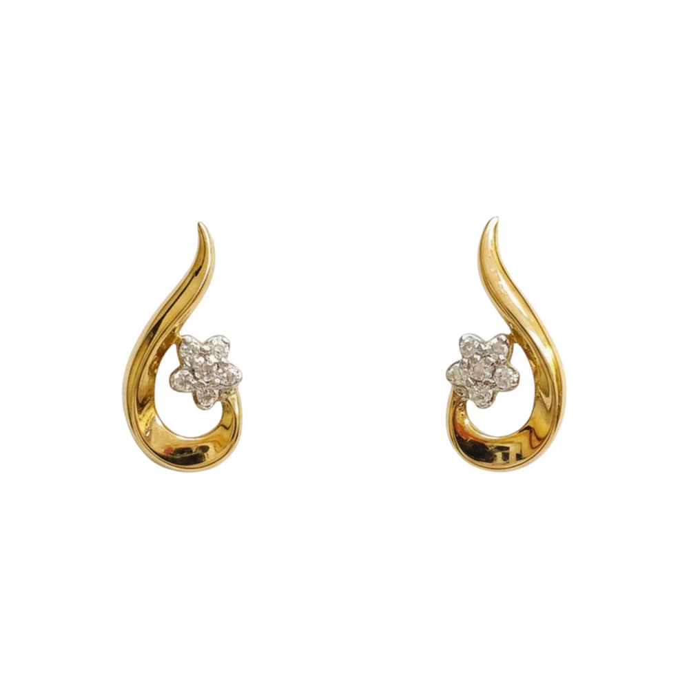 Серьги с фианитом из красного золота 585 пробы