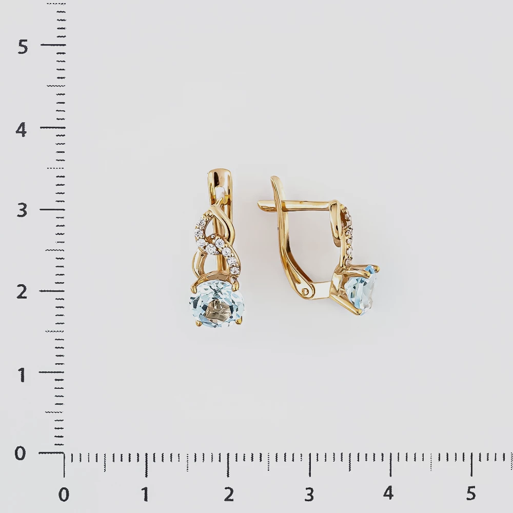 Серьги с топазом из красного золота 585 пробы