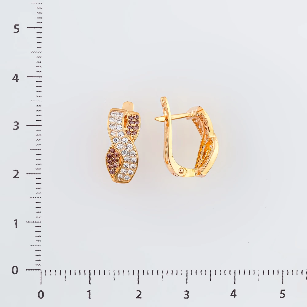 Серьги с фианитом из красного золота 585 пробы