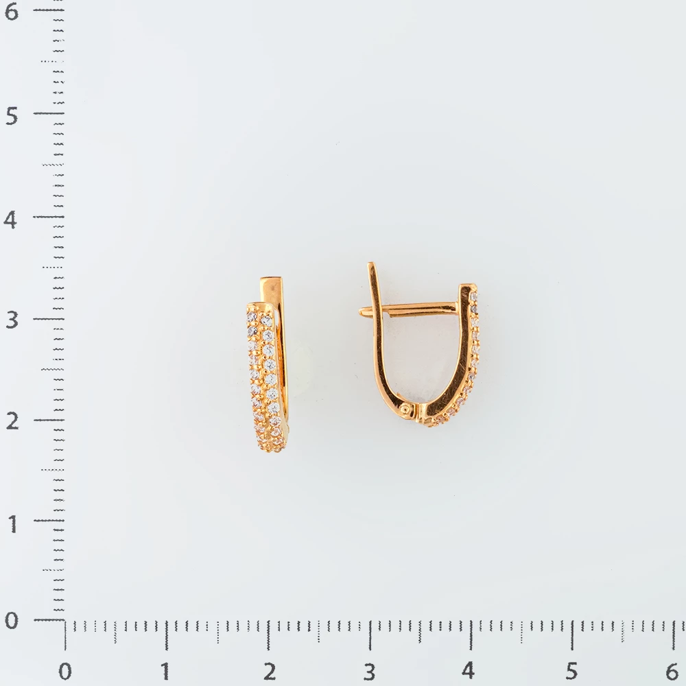 Серьги с фианитом из красного золота 585 пробы