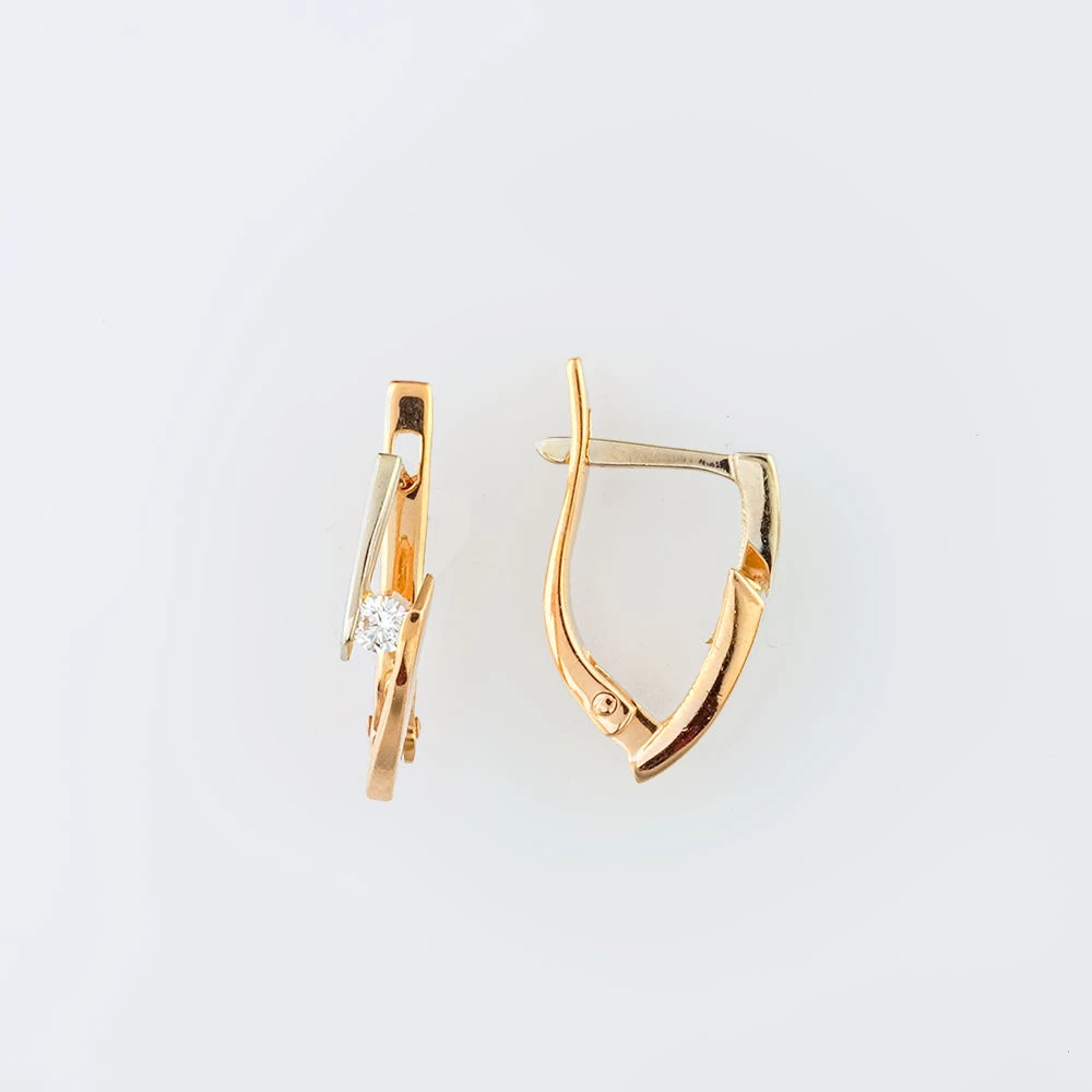 Серьги с бриллиантом из красного золота 585 пробы