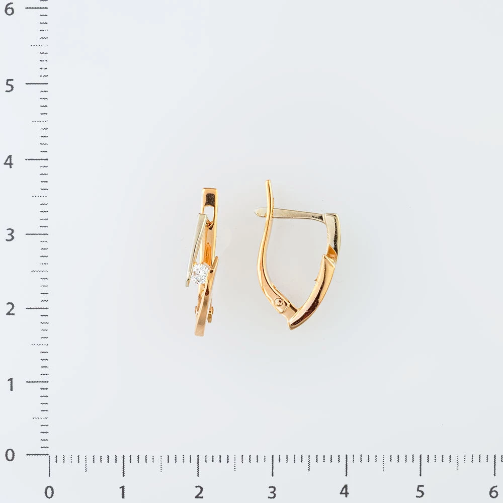 Серьги с бриллиантом из красного золота 585 пробы