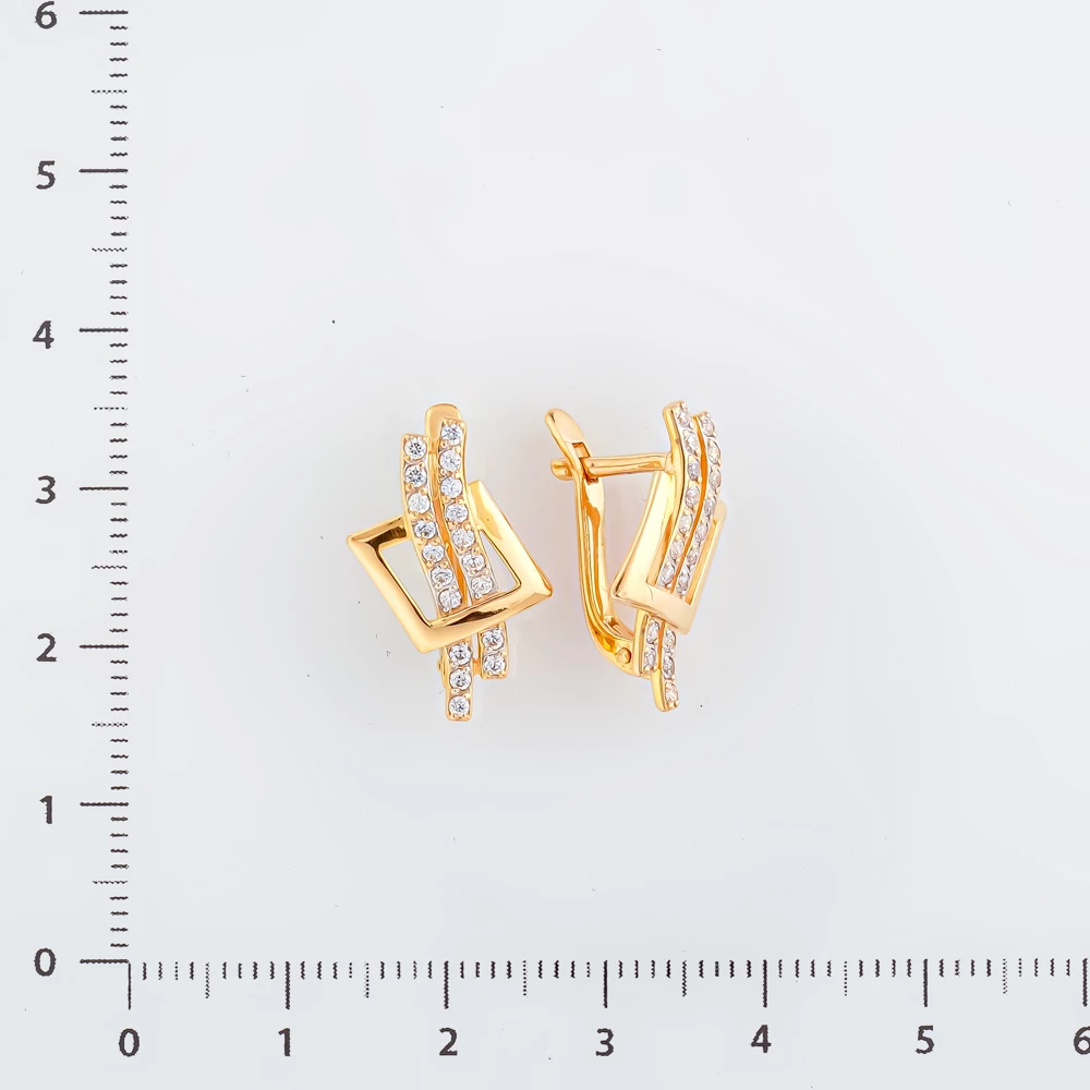 Серьги с фианитом из красного золота 585 пробы