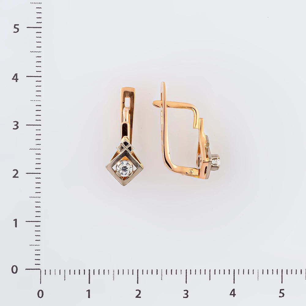 Серьги с фианитом из красного золота 583 пробы