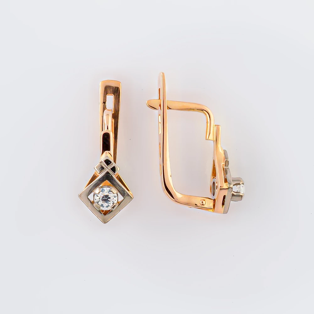 Серьги с фианитом из красного золота 583 пробы