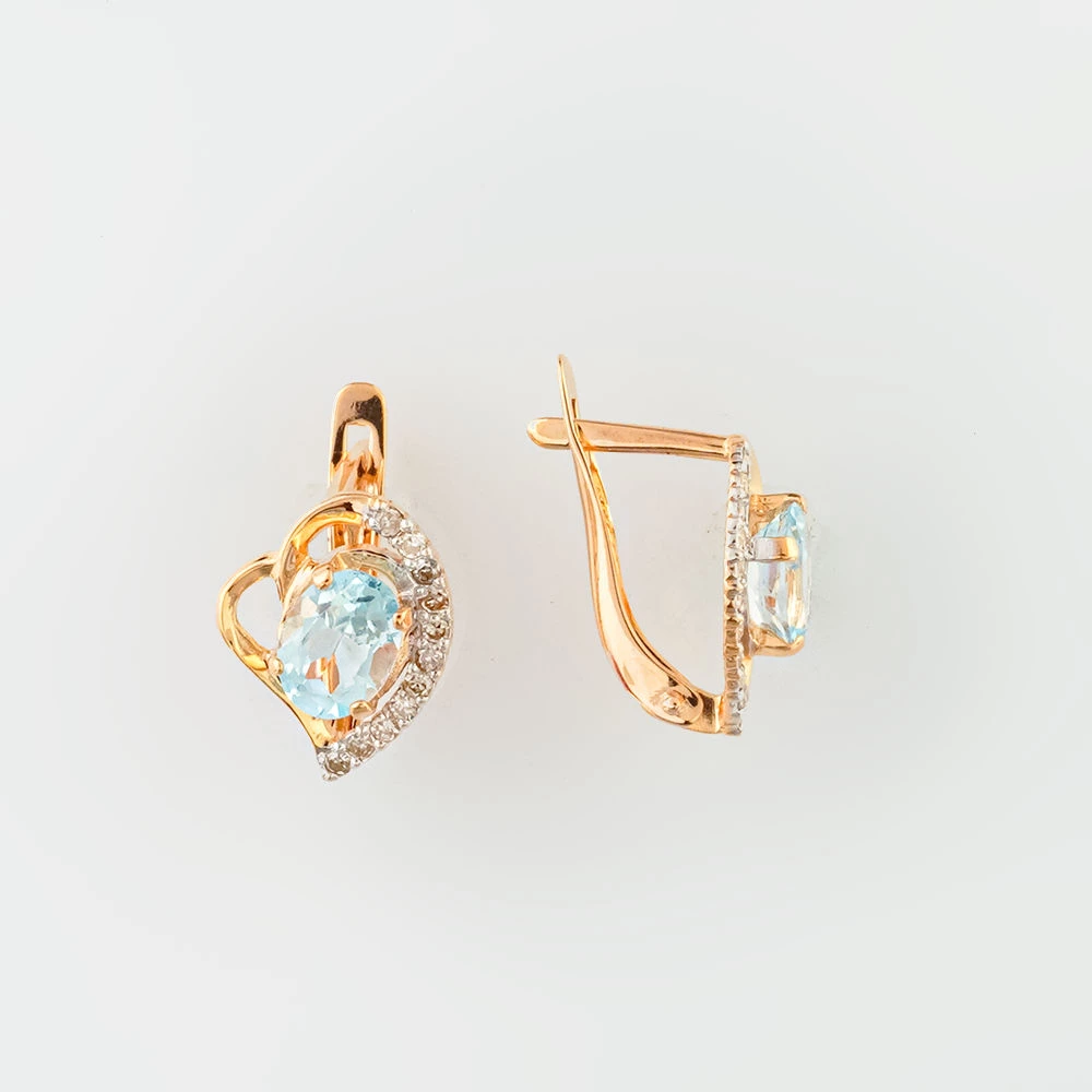 Серьги с бриллиантом из красного золота 585 пробы