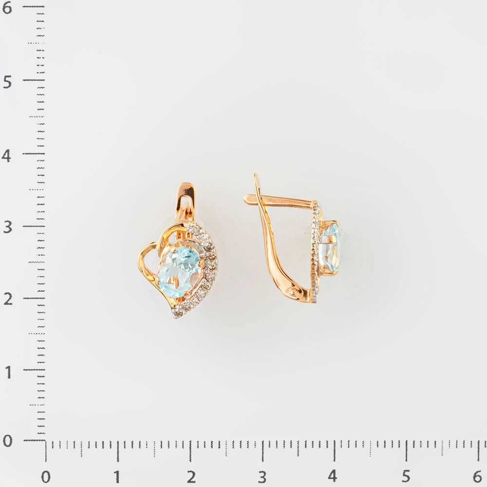 Серьги с бриллиантом из красного золота 585 пробы