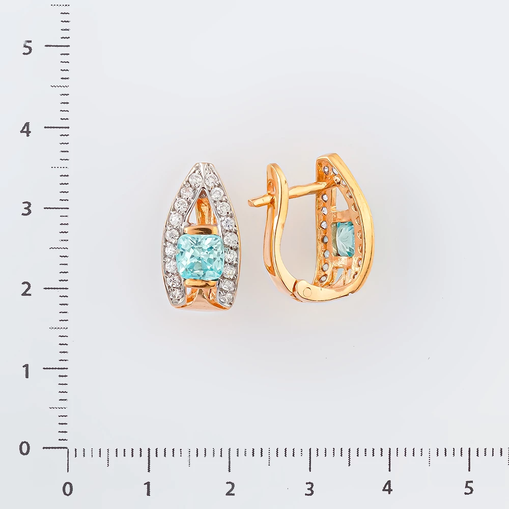 Серьги с ситаллом из красного золота 585 пробы