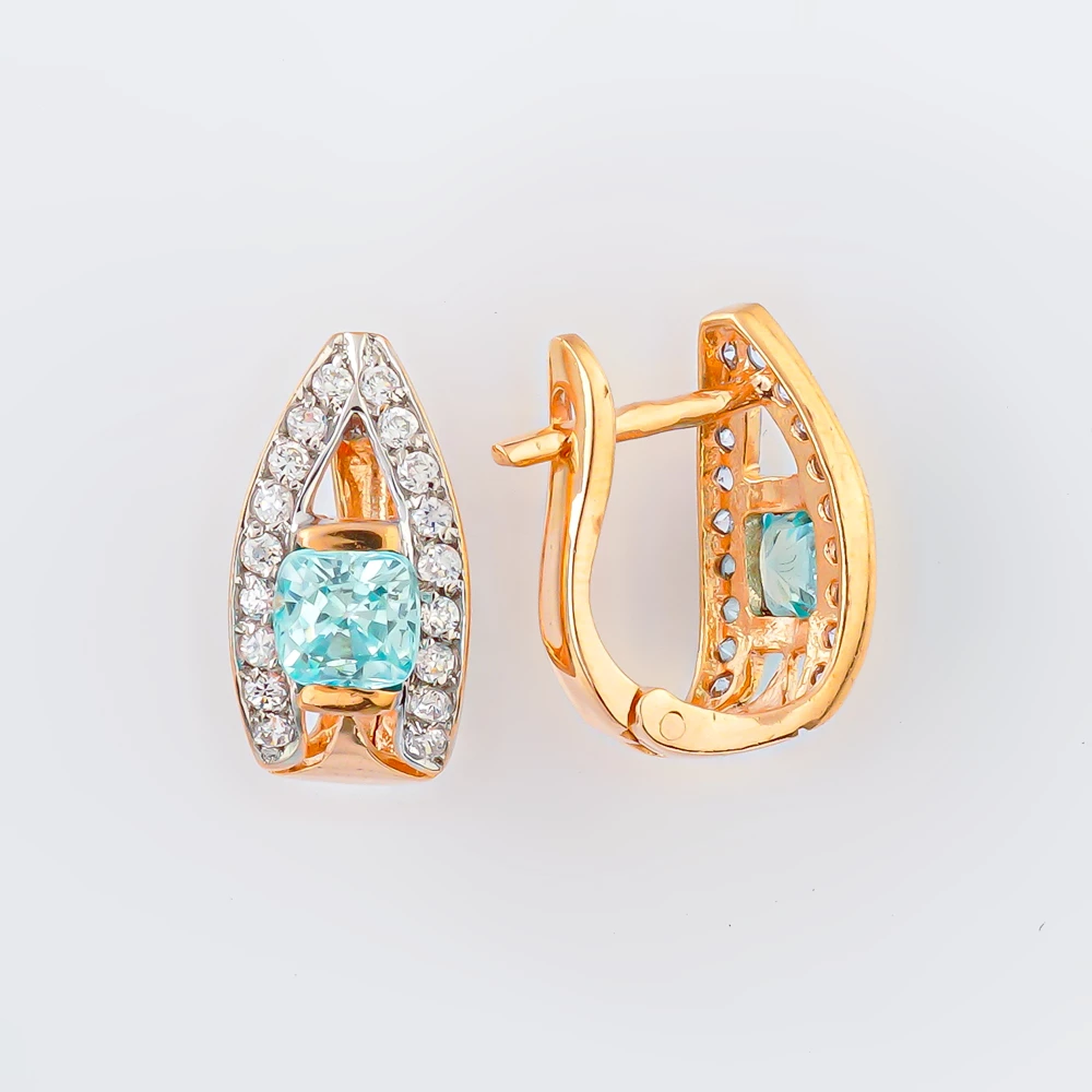 Серьги с ситаллом из красного золота 585 пробы