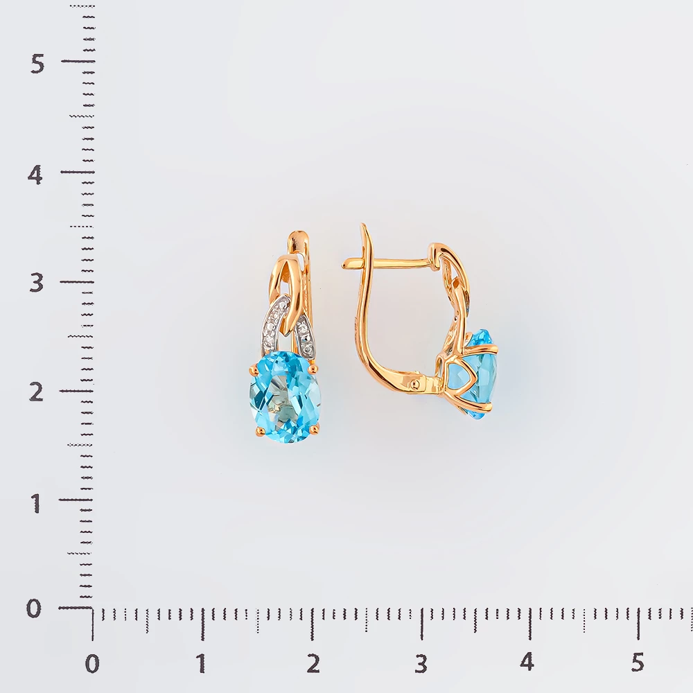 Серьги с топазом из красного золота 585 пробы
