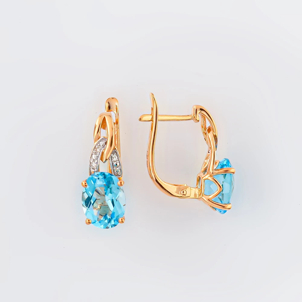 Серьги с топазом из красного золота 585 пробы