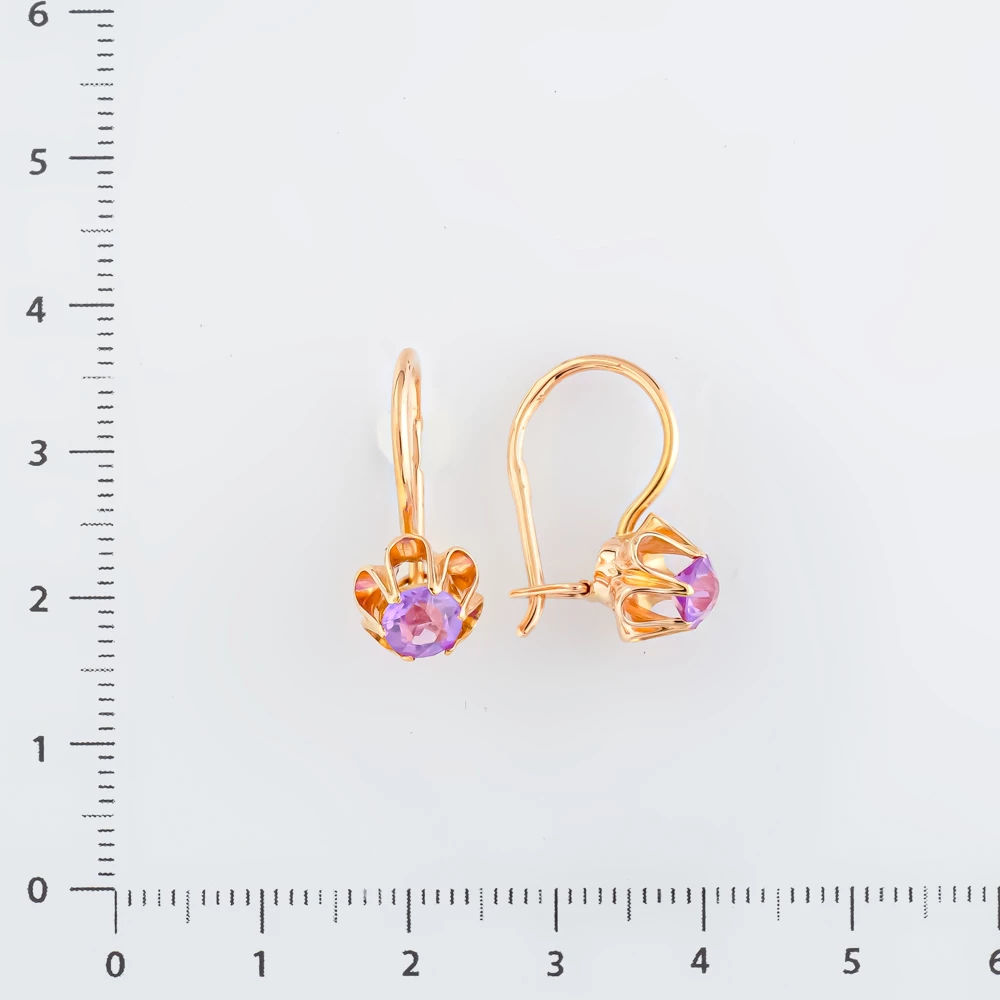 Серьги с фианитом из красного золота 583 пробы