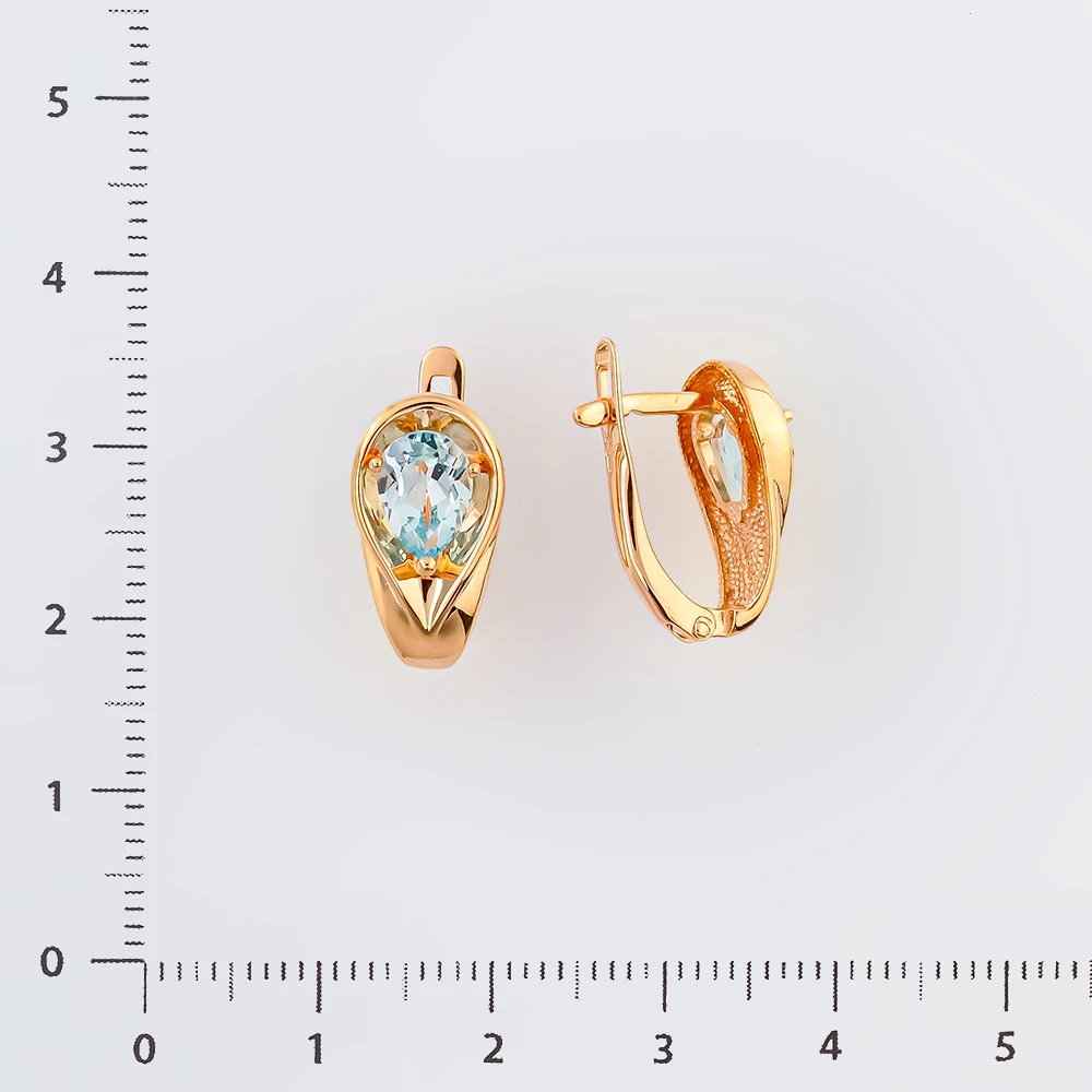 Серьги с топазом из красного золота 585 пробы