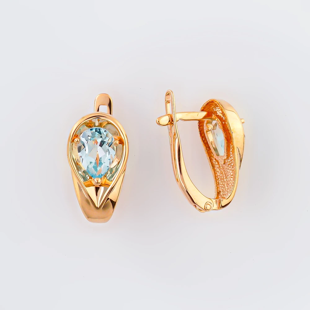 Серьги с топазом из красного золота 585 пробы